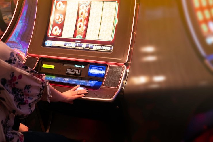 Meja permainan roulette dengan dealer dan pemain online